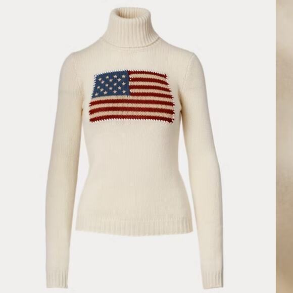 RALPH LAUREN Flag Cashmere Turtleneck Sweater - Cream S Small Purple Label - Picture 2 of 12